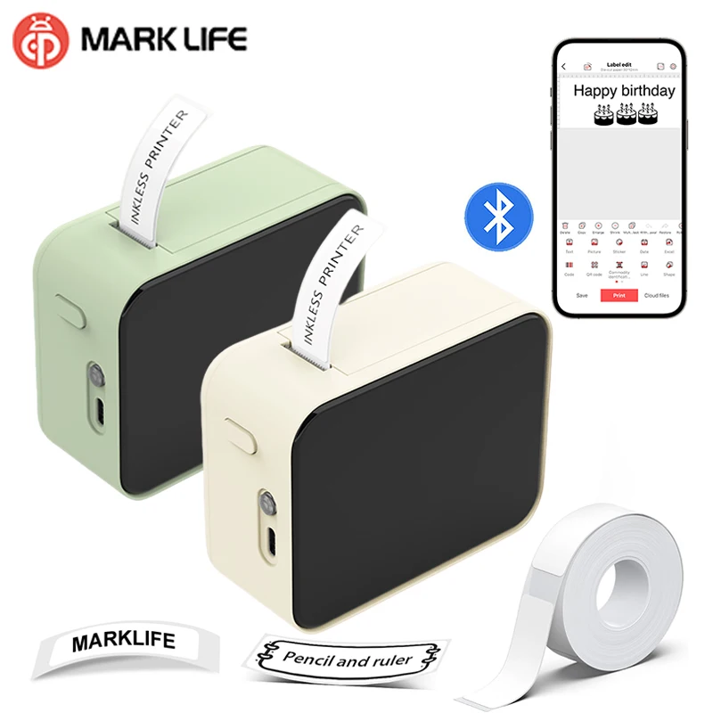 Marklife P15 Thermo-Etikettendrucker, kabelloser Bluetooth-Etikettendrucker, ähnlich wie Niimbot D11 D110 Mini-Drucker, Klebeband-Aufkleber Image
