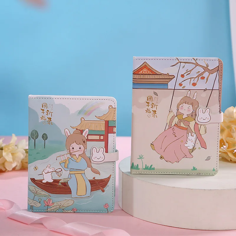 Neues Knödel-Segen-Record, mädchenhaftes Tagebuch, süßes Kaninchen, super bezauberndes Mid-Herbst-Geschenk, Notizbuch mit Ledereinband Image