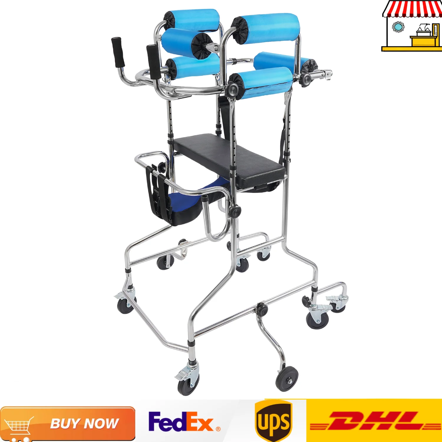 Rollator Walker für Senioren | Verstellbarer Mobilitätslaufhilfe | Postoperativer, stehender Gehhilfe-Helfer für Patienten Image