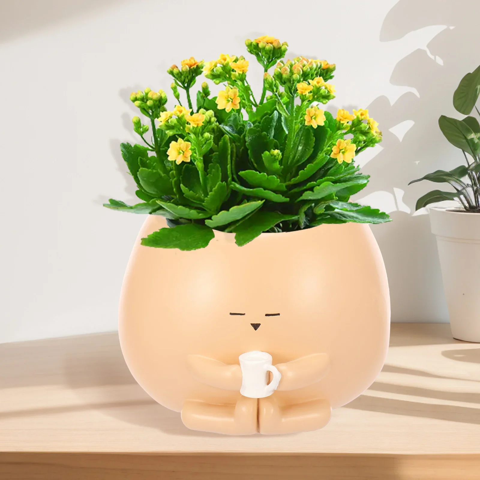 Harz Kleiner Blumentopf Sukkulenten Topf Mini Topfvase Mit Boden Entwässerungslöchern für Desktop Balkon Garten Blumentopf Dezember Image