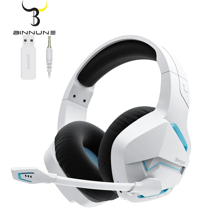 BINNUNE BW01 Kabelloses Gaming-Headset mit 2,4 GHz für PS5, PS4, PC, 120 Stunden Bluetooth 5.3-Gaming-Kopfhörer mit geräuschunterdrückendem Mikrofon Image