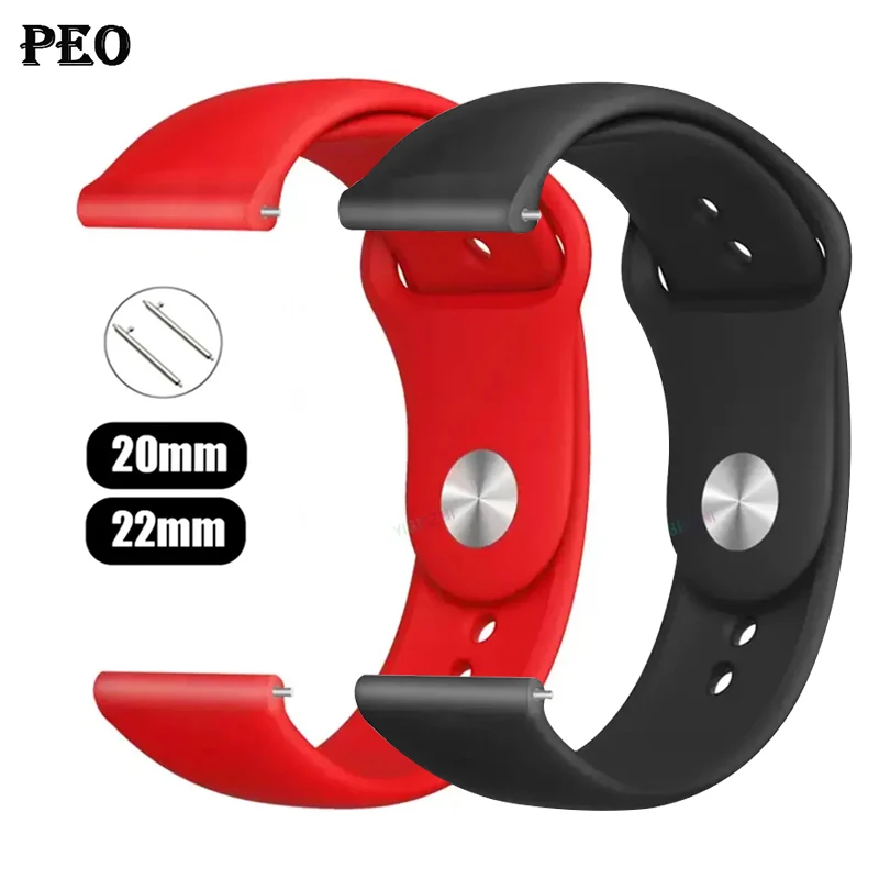 Silikonarmband für Samsung Galaxy Watch 7 6/5 Pro/4/Classic/Active 2/Gear S3 Frontier 20 22 mm Armband Huawei GT 2/2e/3 Pro Band Image