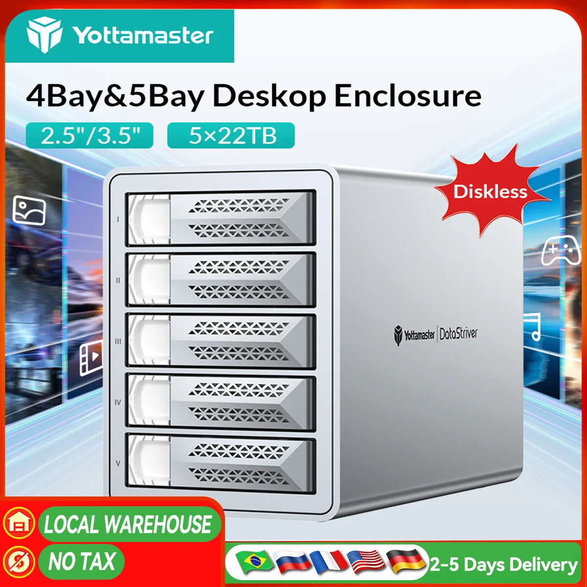 【Local Warehouse】Yottamaster 2.5/3.5 "10Gbps SATA HDD SSD boîtier Type C HD boîtier externe USB3.1 Daisy chaîne disque dur boîte de stockage pour jeu MAC