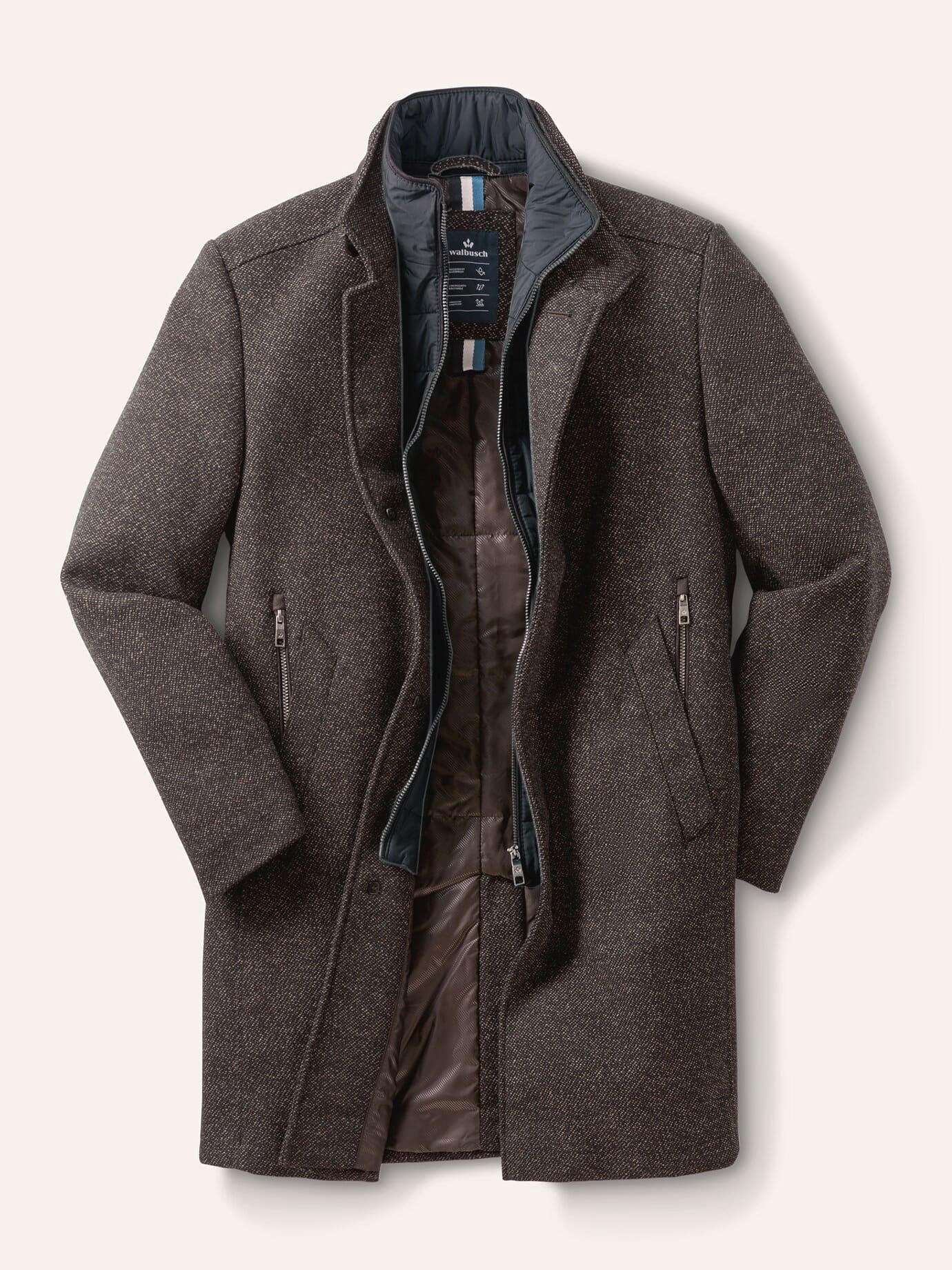 Walbusch Herren Aquastop Woll-Mantel 2.0 Braun minimal