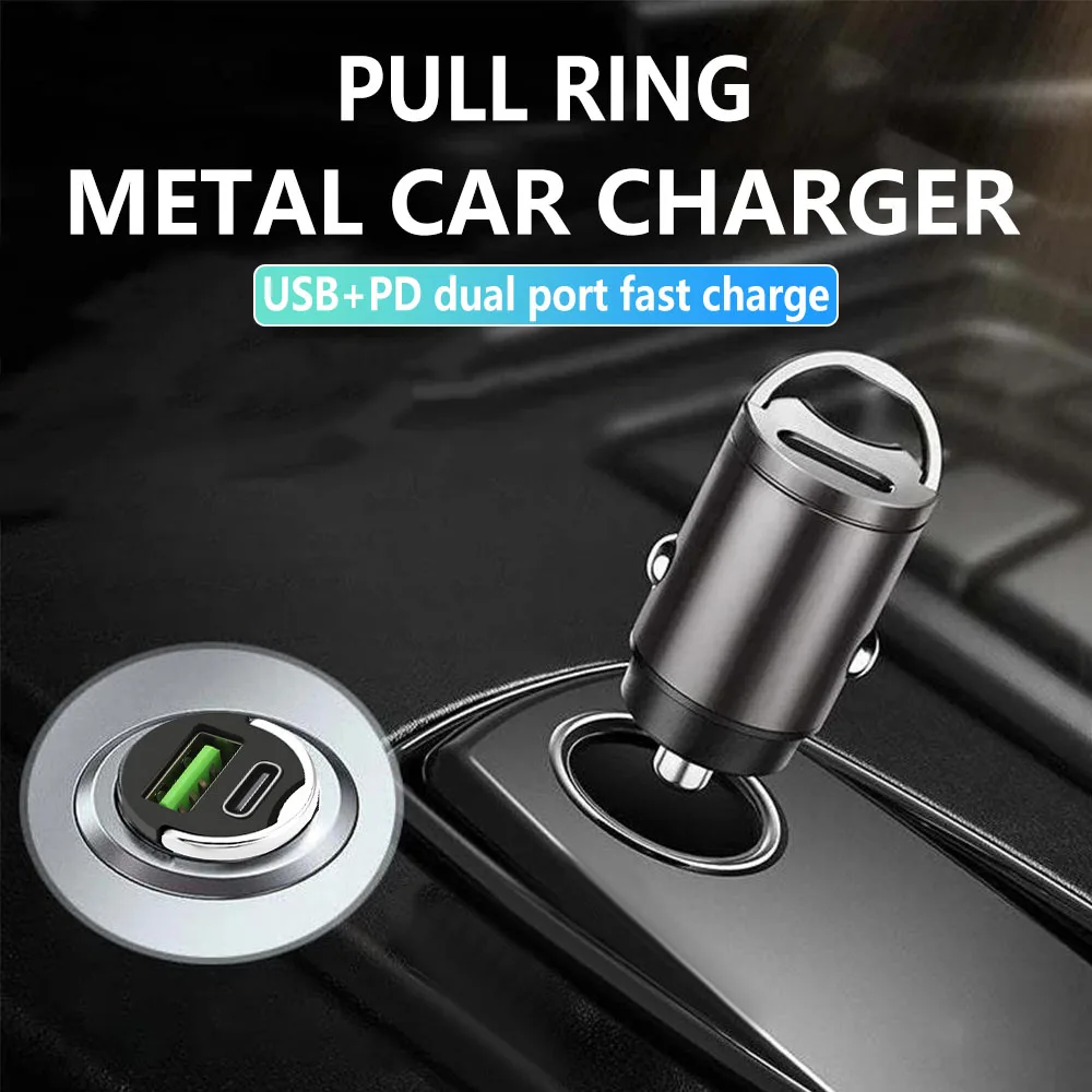 Nuovo caricatore rapido USB Mini caricatore per auto nascosto accendisigari per auto Qc3.0 Qc Pd 3.1A Pd Tipo C Iphone universale e telefono Xiaomi