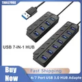 Hub USB 3.0/2.0 a 4/7 porte con indicatore LED Controllo interruttore indipendente per tastiera fotocamera stampante disco rigido unità flash portatile
