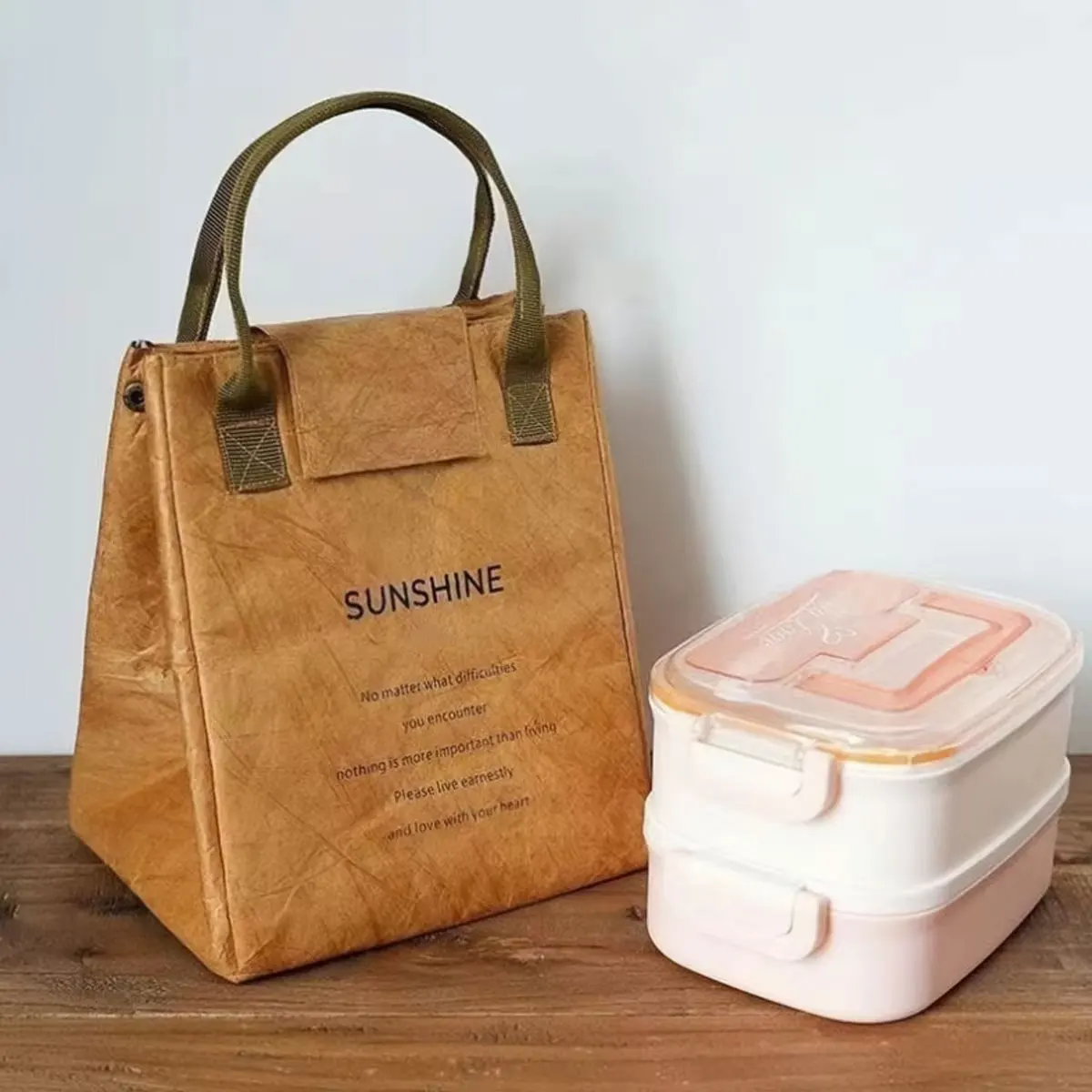 Borsa di carta borsa termica borsa da pranzo portatile personalizzata borsa bento refrigerata in carta kraft Borsa da pranzo portatile per impiegato