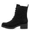 Schnürstiefelette MARCO TOZZI, Damen, Gr. 42, schwarz, Textil, modisch, Schuhe, Blockabsatz, Schnürboots mit funkelnden Strasssteinen besetzt