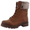 Winterstiefelette MUSTANG SHOES "Darleen", Damen, Gr. 43, braun (cognac), Lederimitat, Textil, used, klassisch, Schuhe, Winterboots mit Fellimitatkragen