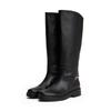 Stiefel TOMMY HILFIGER "TH HORSEBIT RIDING LONG BOOT", Damen, Gr. 37, Normalschaft, schwarz, Leder, unifarben, modisch, Schuhe, Blockabsatz, Langschaftstiefel, goldfarbene Zierkette an der Ferse