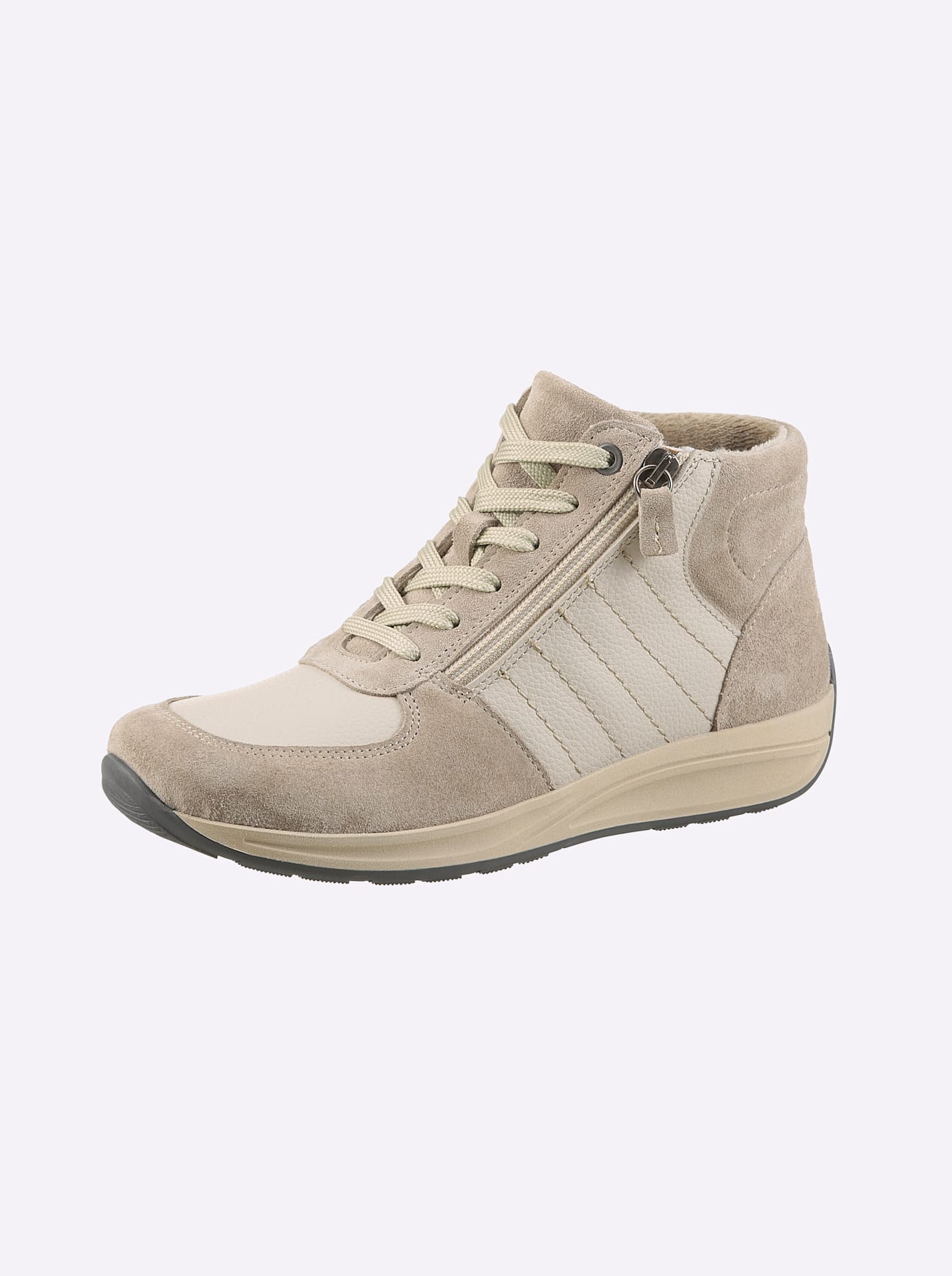 Stiefelette CASUAL LOOKS, Damen, Gr. 39, beige (sand), Glattleder, Veloursleder, Schuhe Stiefelette