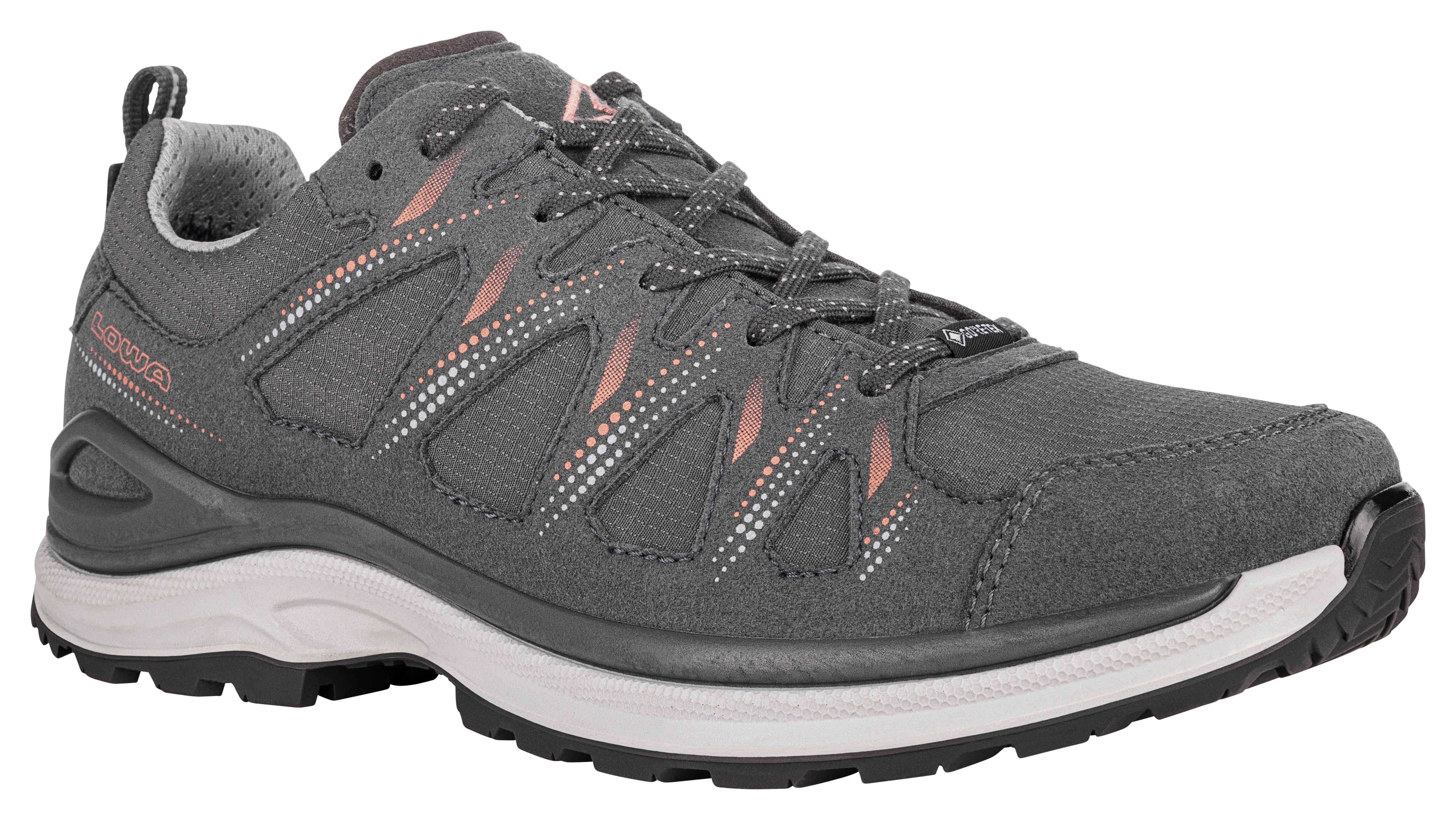 Wanderschuh LOWA "INNOX EVO II GTX WS", Damen, Gr. 39,5, asphalt, lachs, Textil, Schuhe Wanderschuh, wasserdicht, winddicht,atmungsaktiv dank GORE-TEX Membrane, Topseller