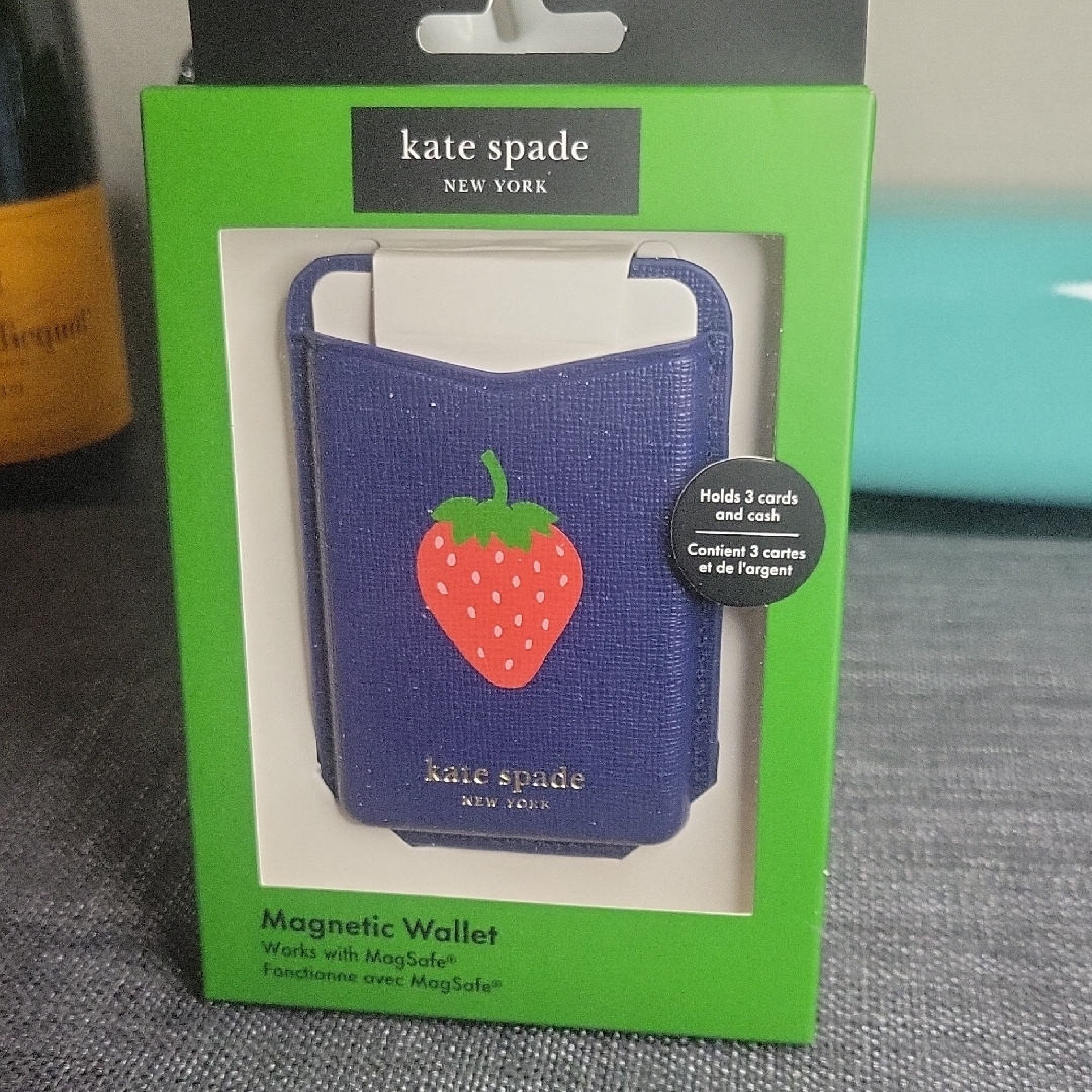 Kate Spade Cell Phones & Accessories | Kate Spade New York Magnetic Cell Phone Wallet W/Magsafe -Strawberry Design | Color: Blue/Red | Size: Os