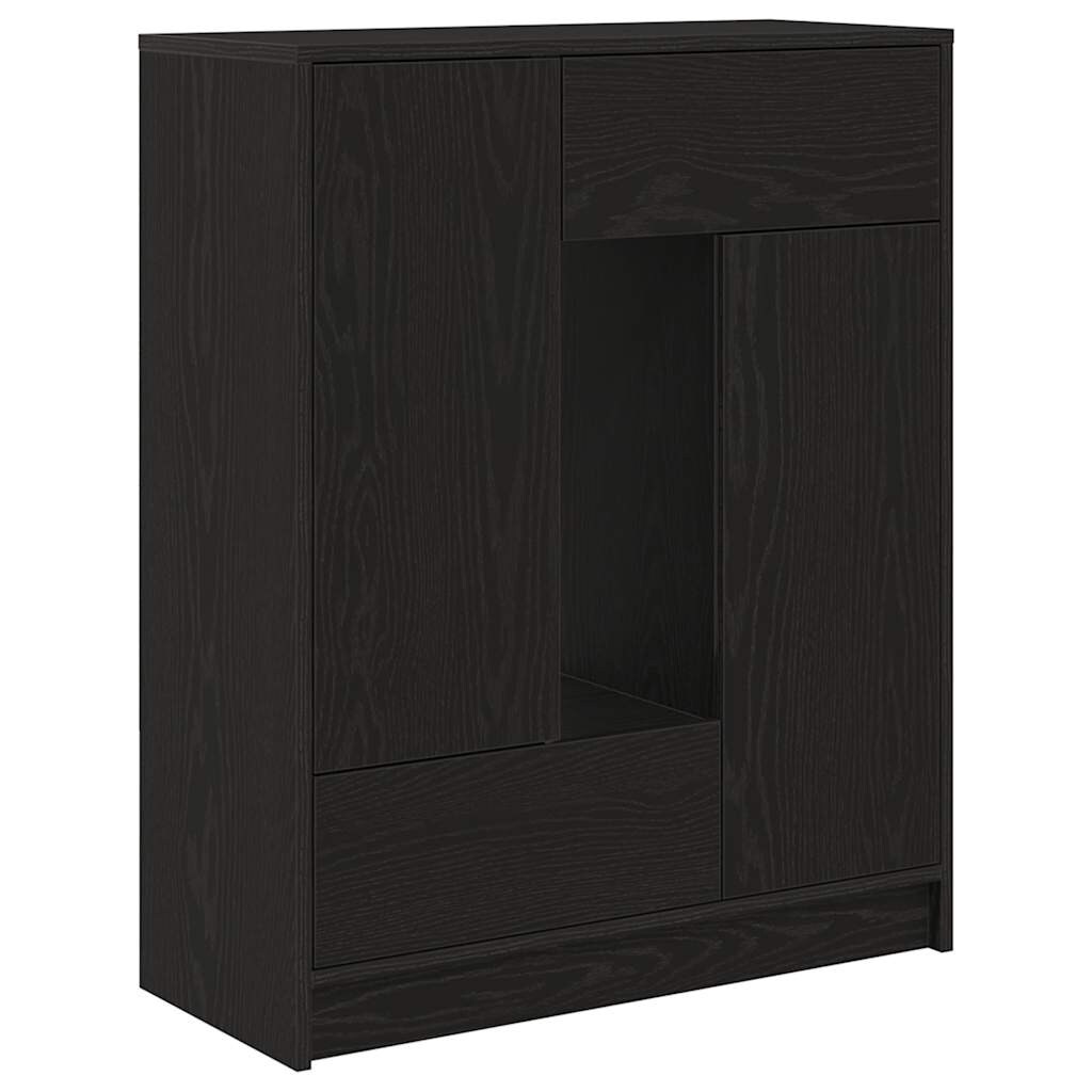 vidaXL Sideboard mit Schubladen Türen Schwarz Eichen-Optik 73x31x90 cm Image