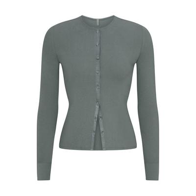 Long Sleeve Cardigan - Blue - Skims Knitwear