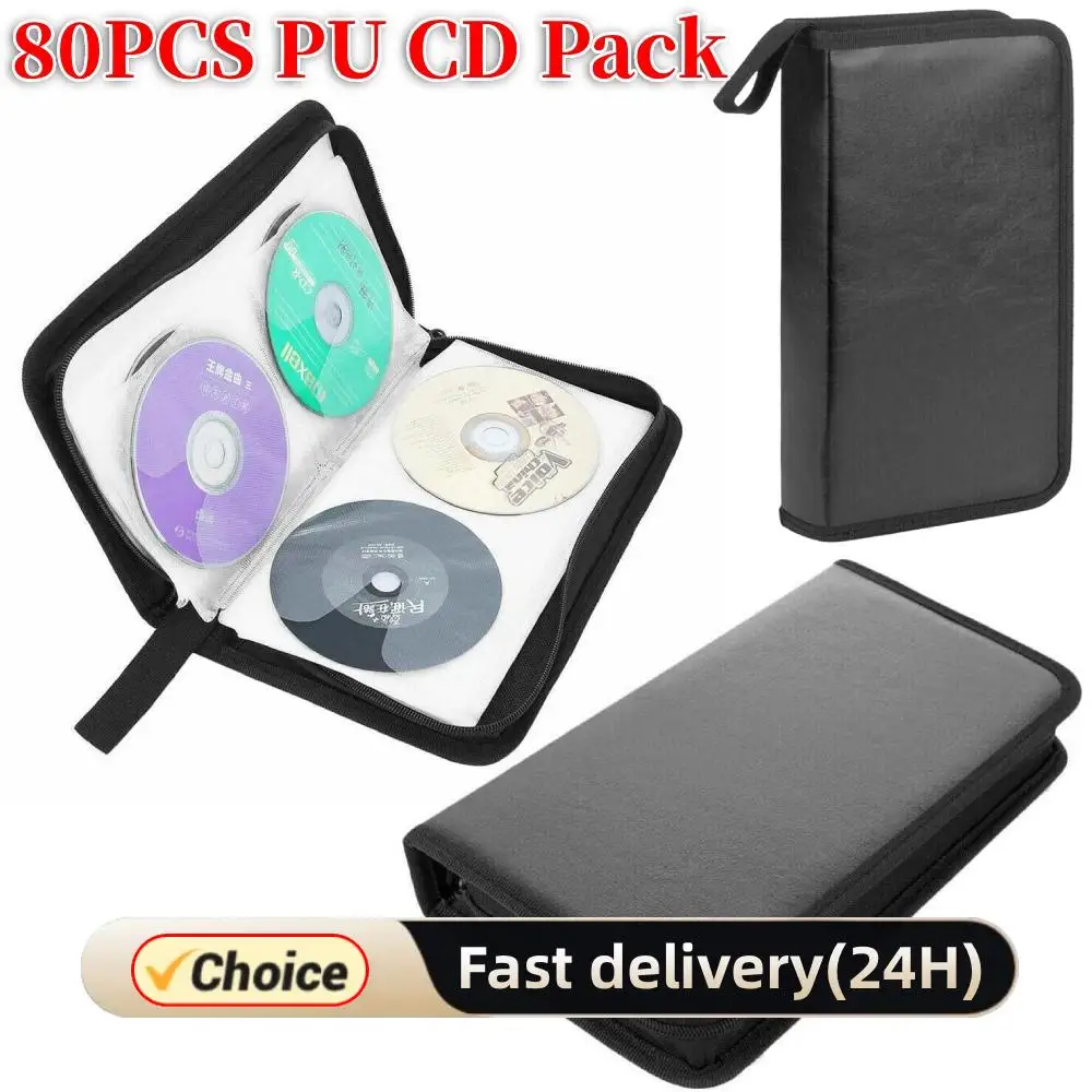 Tragbarer DVD-CD-Halter mit Reißverschluss, 80 Stück Kapazität, Aufbewahrungstasche, staubdichte Album-Aufbewahrungshülle, tragbare Disc-CD-VCD-DVD-Tragetasche