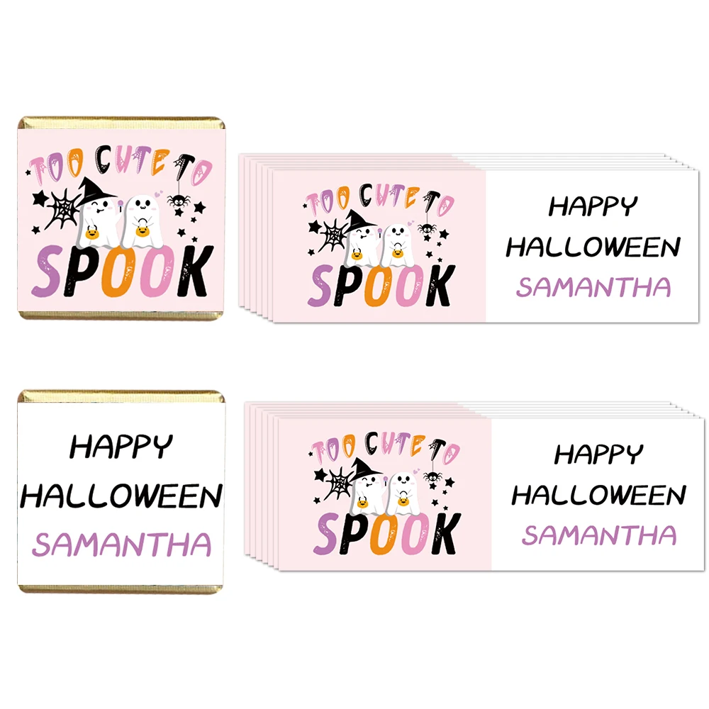 Maßgeschneiderte Halloween-Geschenkaufkleber mit personalisierten Namen, selbstklebend, niedliches Geister-Design, Party-Geschenk-Versiegelungsdekoraufkleber Image
