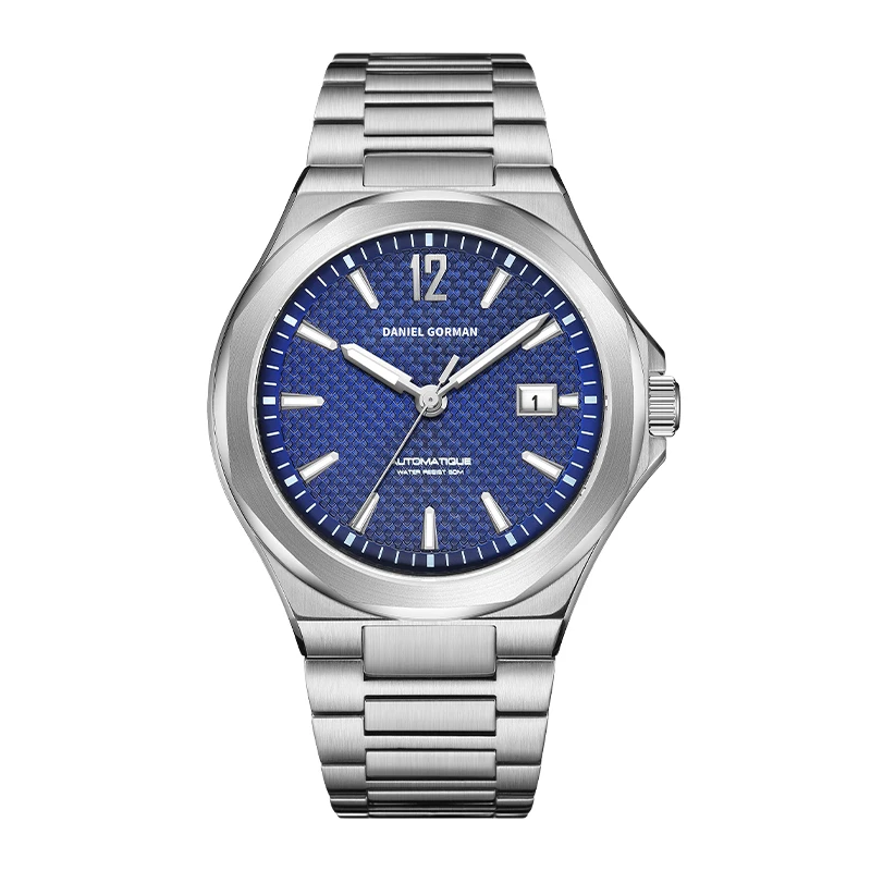 Klassische Männer Mechanische Uhr Janpan Bewegung Saphir Armbanduhr Leucht Datum Edelstahl Wasserdicht Luxus Uhr Image