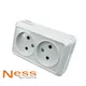 NESS Superficie a muro bianca 2 prese Spine Prese elettriche esterne UE Non terra Presa di corrente esterna Plastica ignifuga