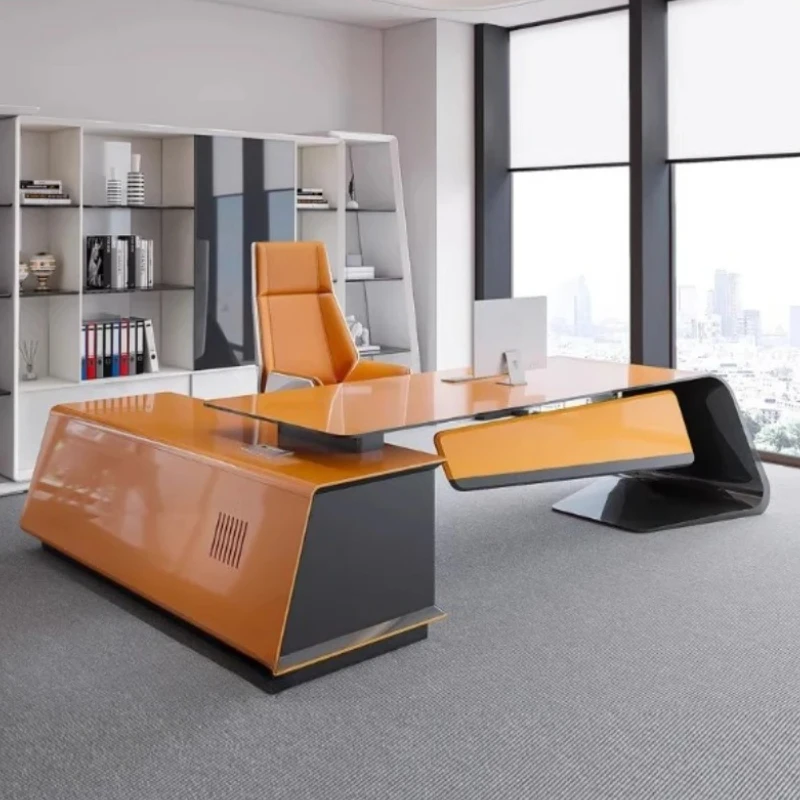 Wasserdichter Luxus-Büroschreibtisch, Schrank, modernes Schreiben, Executive-Computertische, Studie, weiße Aufbewahrung, Escritorio Oficina-Möbel Image