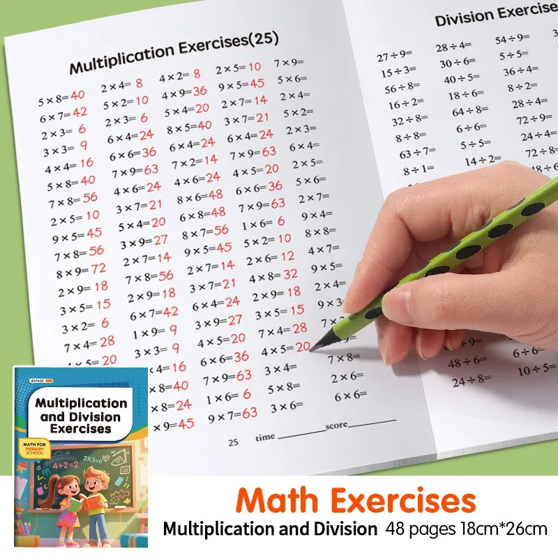 48 Seiten, Multiplikationsdivision, 99-faches Übungsbuch, Training in Mathematik, Rechnungsbuch für Kinder im Alter von 3–8 Jahren Image