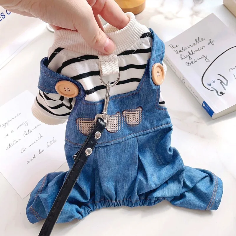 Frühling Herbst Hund Kleidung Ziehen Haustier Vier Fuß Kleidung Kleine Pommerschen Welpen Harness Hosen Teddy Bichon Schnauzer Hund Liefert Image