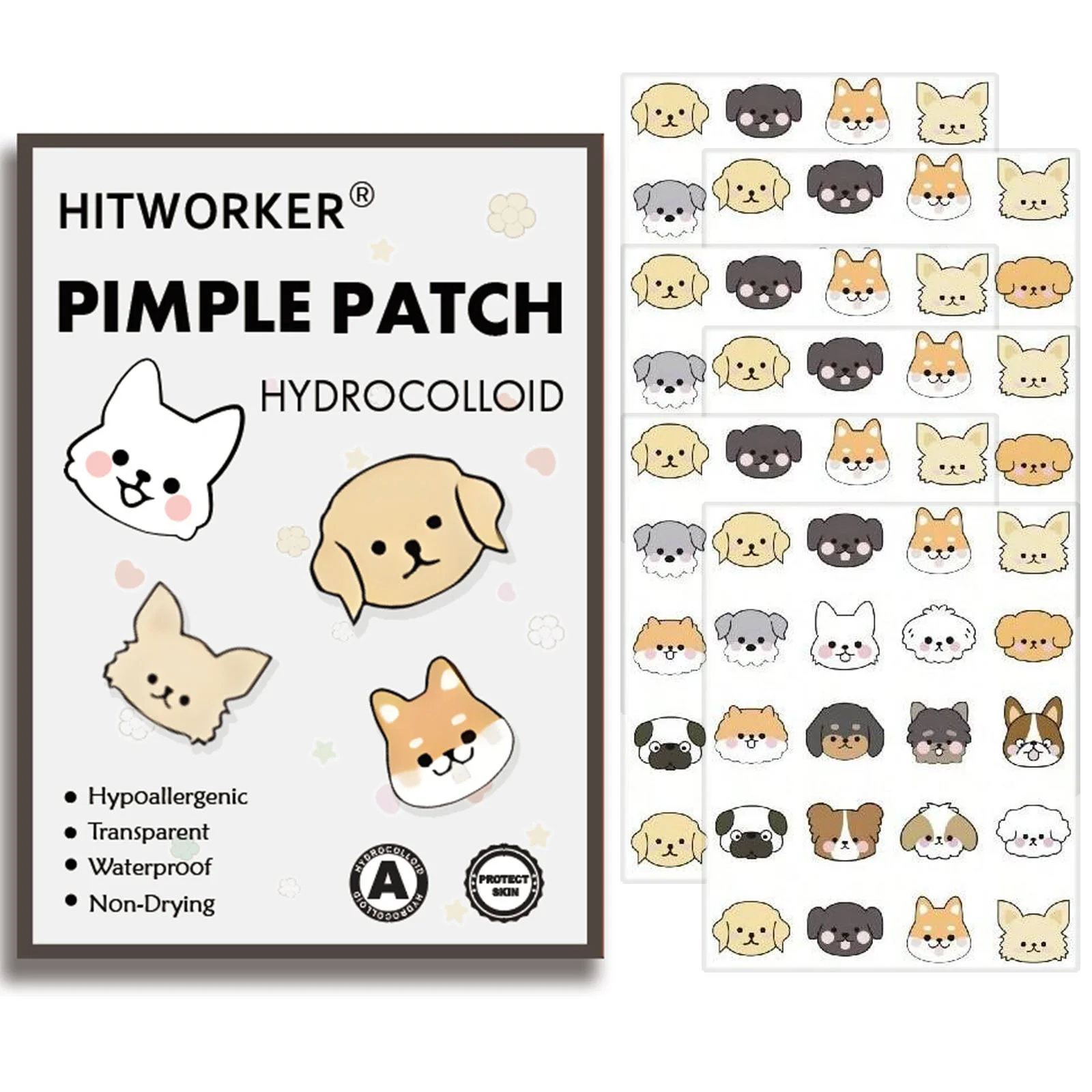 120 Stück Akne-Pflaster im neuen Hundesign – transparent, sanft und atmungsaktiv für Pickel und Hautunreinheiten Image