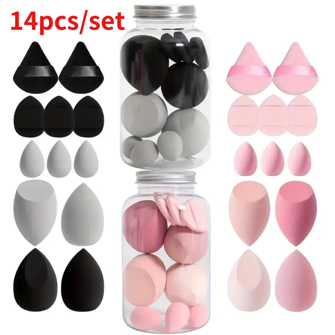 14Pcs Make-Up Schwamm Cosmetic Puff Foundation Schwämme Mixer Schönheit Ei Pulver Puffs Bilden Zubehör Frauen Make-Up-Tools Image