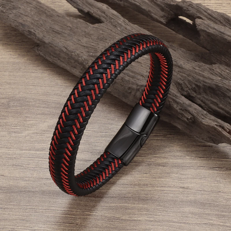Punk Woven Leder Armband für Männer Hohe Qualität Metall Magnetische Verschluss Business Armband Fashion Party Schmuck Geschenk Image