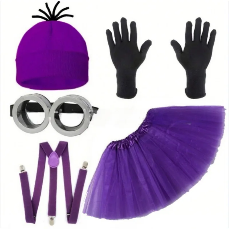 Lustiges Halloween Disfraz Minions Party Kostüm Zubehör Erwachsene Männer Frauen Cosplay Party Set Hut Augen Handschuhe Set für Partys Image