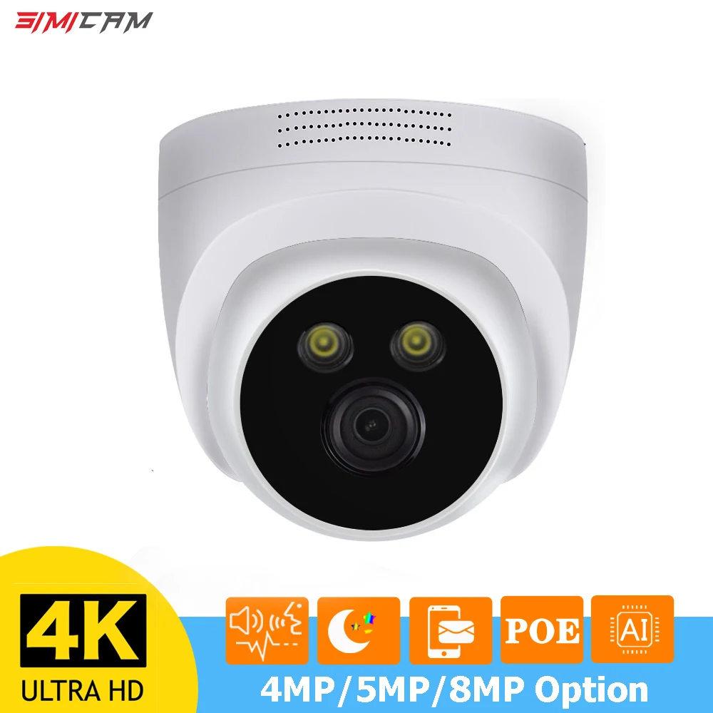 CCTV Video Überwachung Kamera POE IP 4K 8MP 5MP 4MP Für NVR Onvif H265 Audio Dome Indoorf nachtsicht 48V DC12V Sicherheit Camer Image