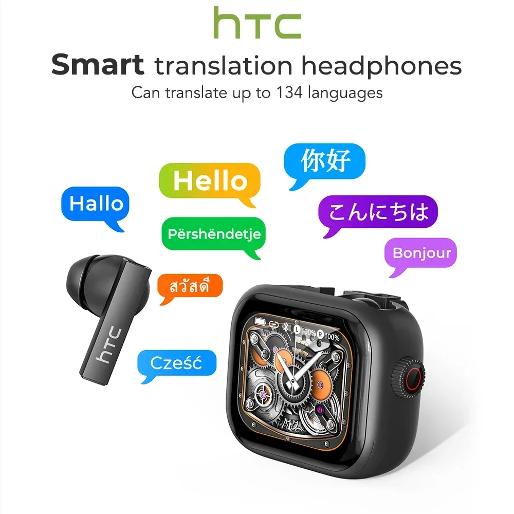 HTC NE40 Kopfhörer Bluetooth V6 TWS Sport AI Translator Ohrhörer Rauschunterdrückung Drahtlose Kopfhörer mit Mikrofon Image