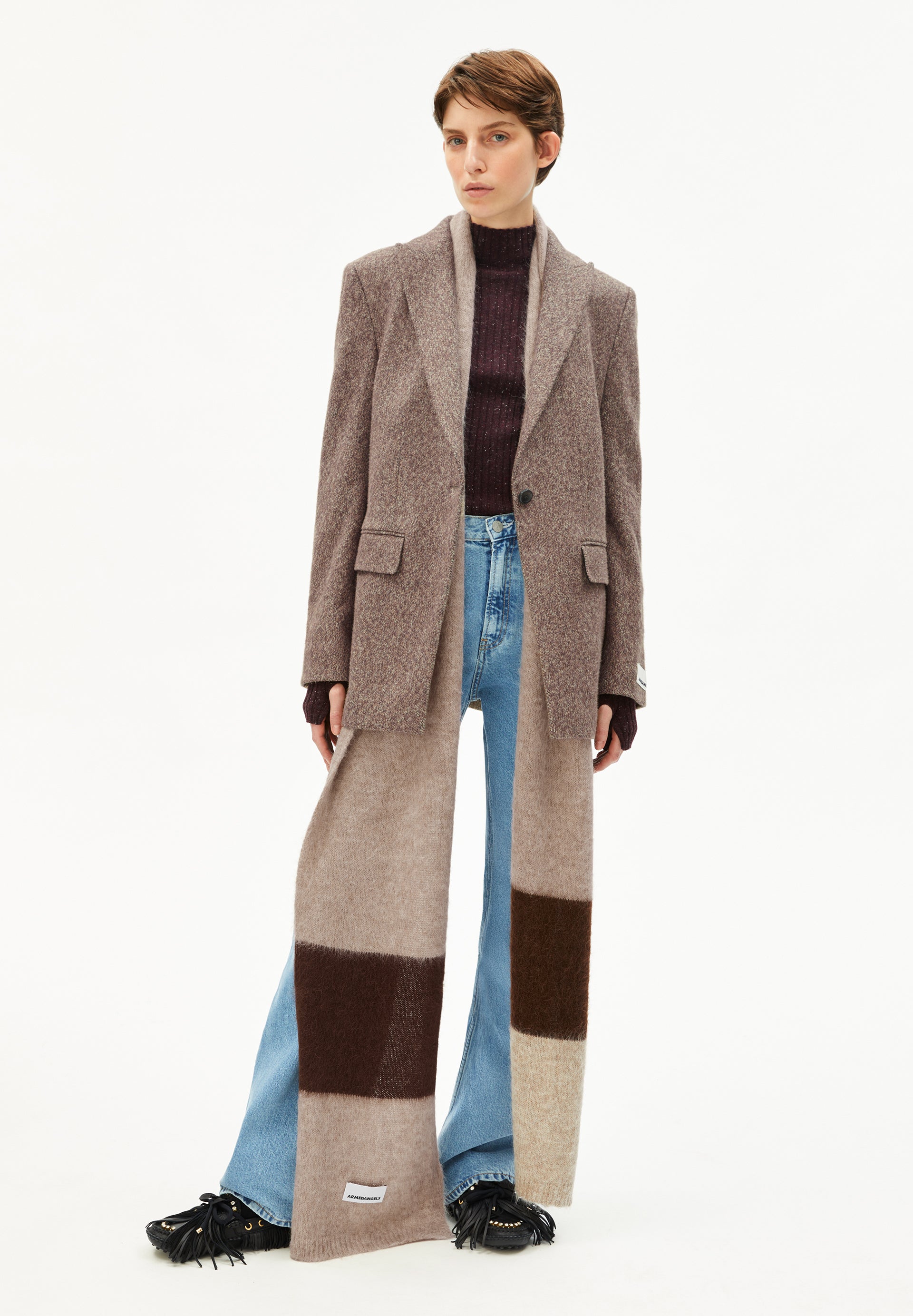 SAABE STRIPED UN-WASTED | Schal aus Alpaca-Woll Mix - beige (ONE-SIZE) Image