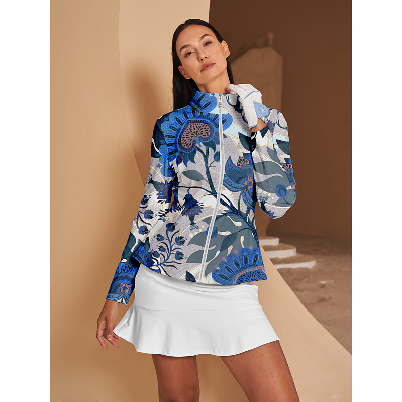 Women's Golf Jacket Blue Long Sleeve Top Ladies Golf Attire Clothes Outfits Wear Apparel