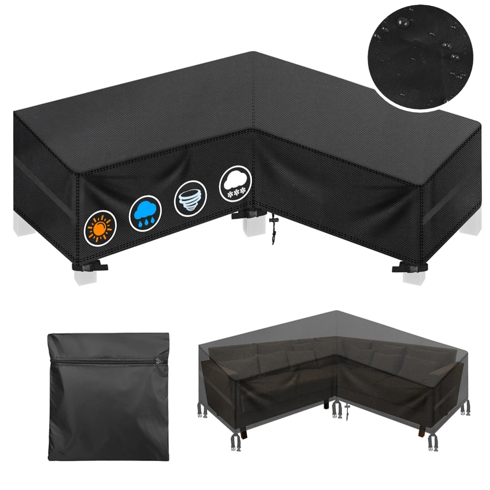 Housse imperméable pour meubles de jardin, housse de salon en forme de L, housse de protection pour bâche de jardin, canapé d