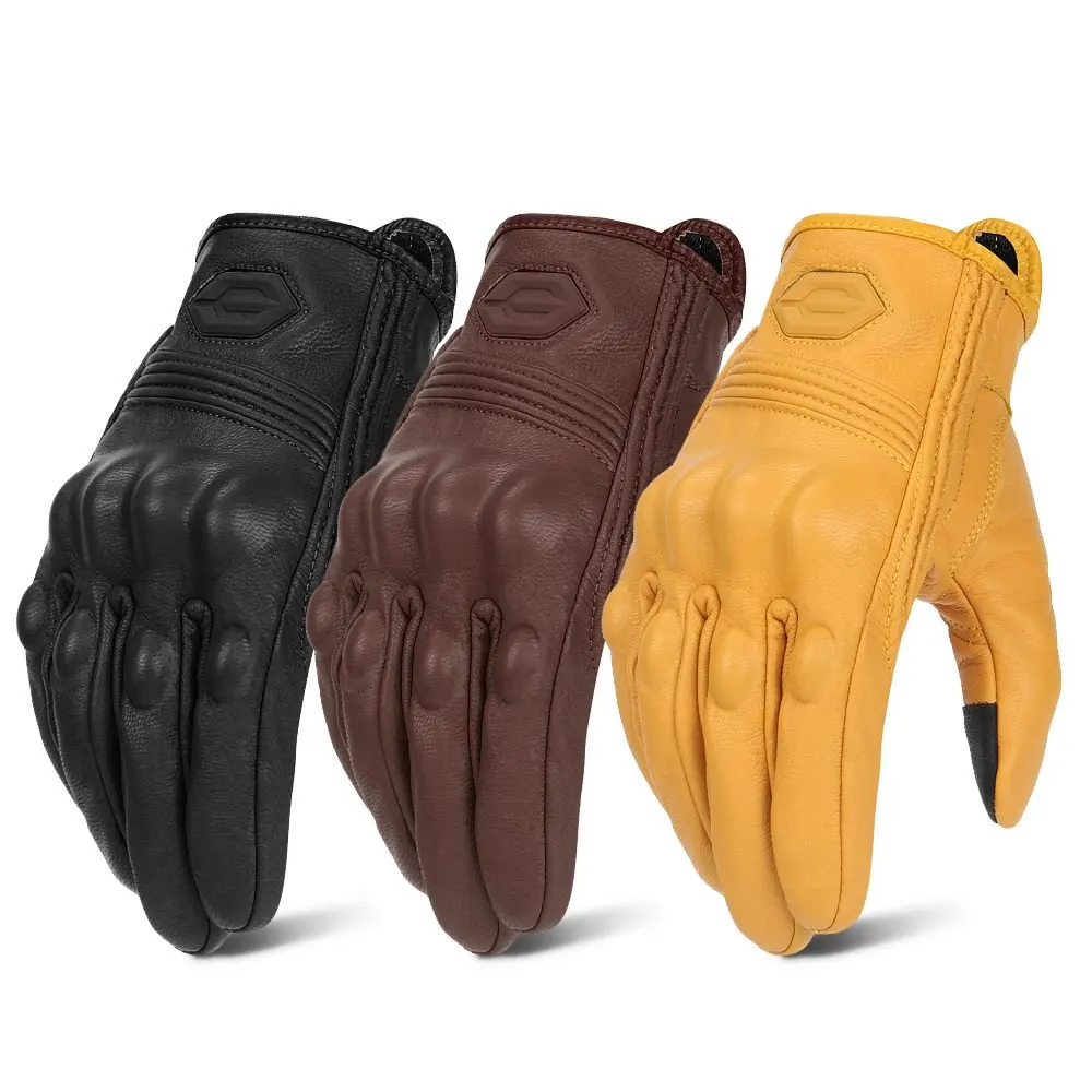 Gants de moto en cuir gants de motocross pour hommes équipement de moto gants de protection de sport pour cavalier gants de moto chauds d