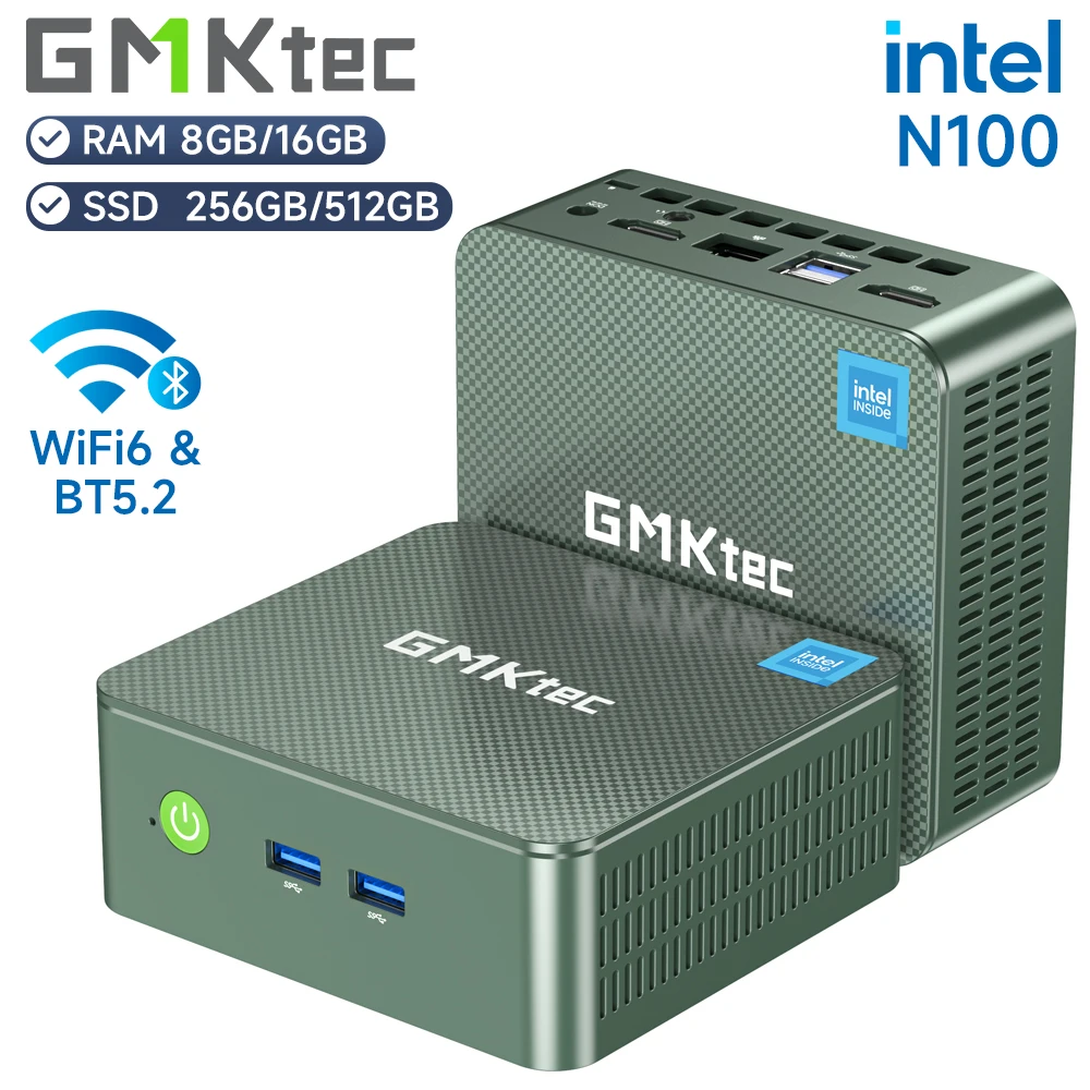 GMKtec G3 Mini PC Intel Alder Lake N100 Windows 11 Pro Mini PC 8/16GB DDR4 256/512GB PCIe M.2 SSD WiFi 6 BT5.2 ordinateur de bureau