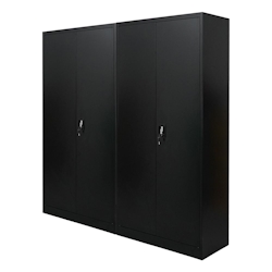 PROREGAL Mega Deal 2x Flügeltürenschrank ELEPHANT Metall Aktenschrank komplett montiert abschließbar 180x80x40cm Stahl 4 Ebenen Stahlschrank Schwarz Image