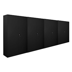 PROREGAL Mega Deal 4x Flügeltürenschrank ELEPHANT Metall Aktenschrank komplett montiert abschließbar 180x120x40cm Stahl 4 Ebenen Stahlschrank Schwarz Image
