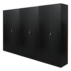 PROREGAL Mega Deal 3x Flügeltürenschrank ELEPHANT Metall Aktenschrank komplett montiert abschließbar 180x80x40cm Stahl 4 Ebenen Stahlschrank Schwarz Image