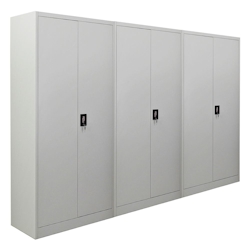 PROREGAL Mega Deal 3x Flügeltürenschrank ELEPHANT Metall Aktenschrank komplett montiert abschließbar 180x80x40cm Stahl 4 Ebenen Stahlschrank Lichtgrau Image