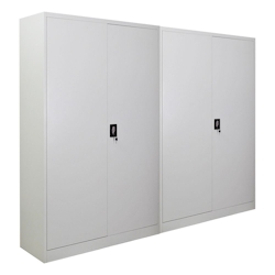 PROREGAL Mega Deal 2x Flügeltürenschrank ELEPHANT Metall Aktenschrank komplett montiert abschließbar 180x120x40cm 4 Ebenen Stahlschrank Lichtgrau Image
