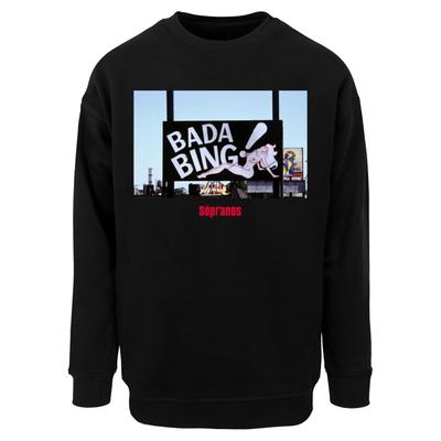 Rundhalspullover MERCHCODE "Merchcode The Sopranos - Bada Bing Club Sweat Crewneck", Herren, Gr. L, schwarz, 65% Baumwolle, 35% Polyester, mehrfarbig, casual, normal, Rundhals, Langarm, Pullover Image