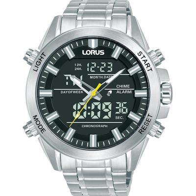 Digitaluhr LORUS, silberfarben, schwarz, Armbanduhren, Herren, Quarzuhr, Armbanduhr, Herrenuhr, Edelstahlarmband, digital, analog Image