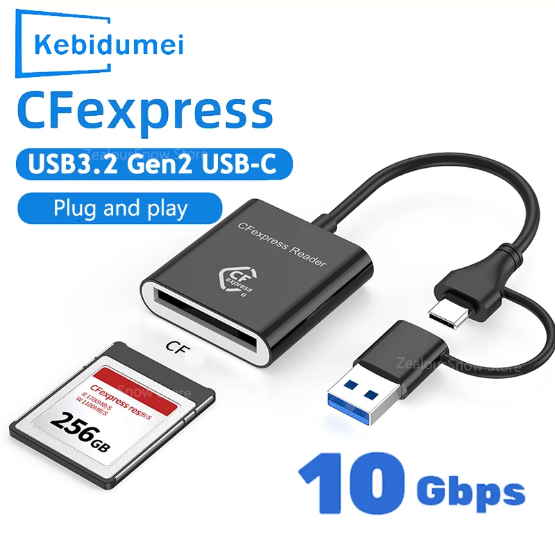 Lecteur de carte CFexpress Type B 10Gbps 2 en 1, adaptateur USB3.2 Gen2, lecteur de carte Portable CF Express B pour Windows XP MAC OS, accessoires