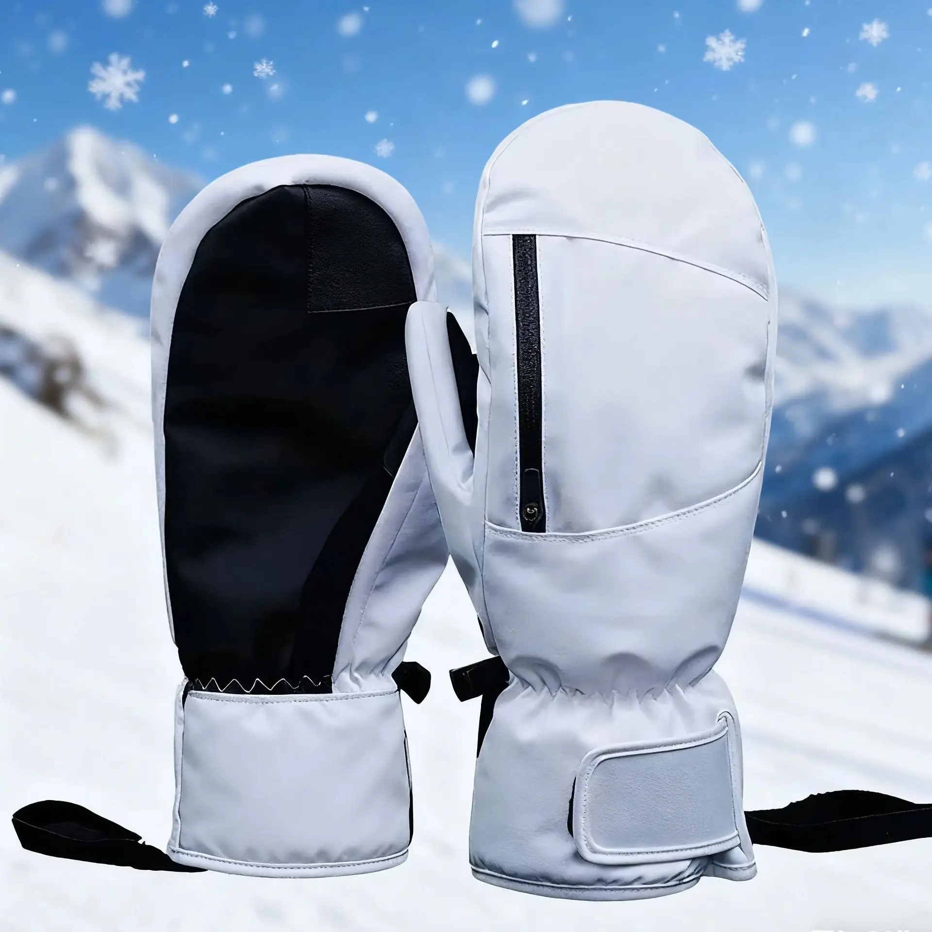 Winter Ski Handschuhe Wasserdicht Touchscreen Thermische Dicke Schnee Handschuhe Männer Frauen Schneemobil Warme Fäustlinge Outdoor Ski Handschuhe Image