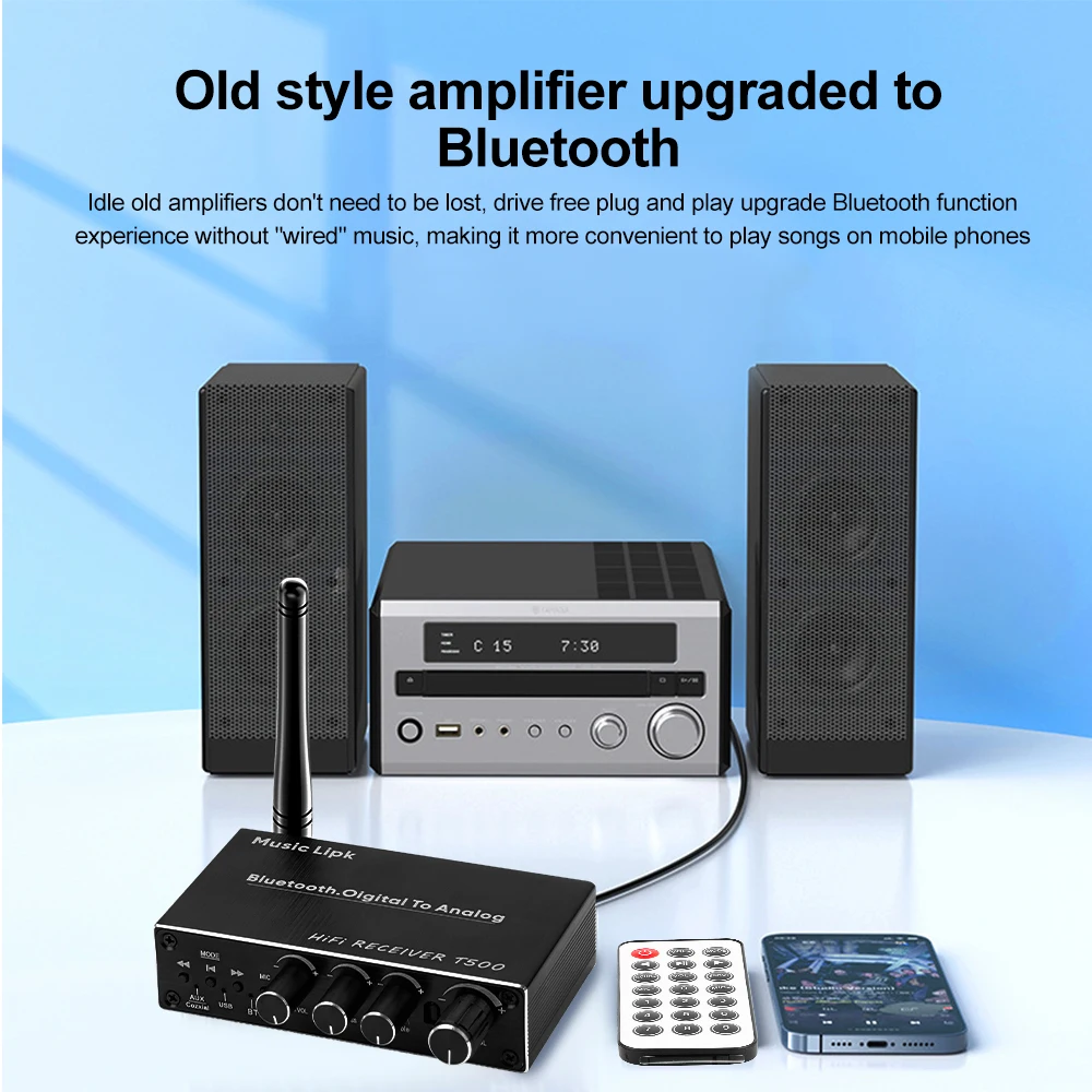 Ricevitore Bluetooth 6.0 Adattatore audio wireless Ricevitore audio musicale 3,5 mm/microfono RCA/coassiale vivavoce Bluetooth da digitale a analogico