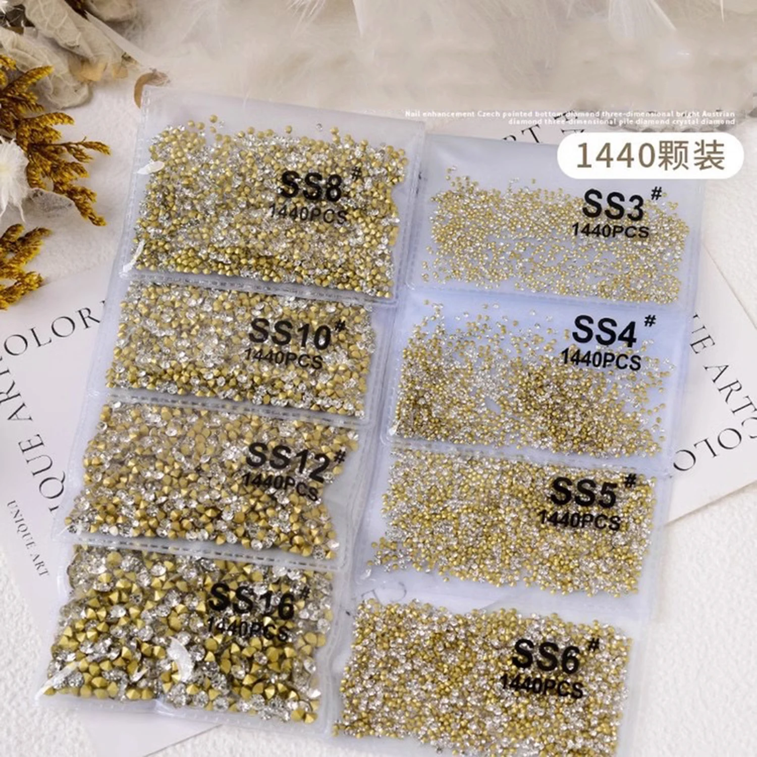 Top-Seller SS3-SS20 1440 Stück Kristallweiß 3D Nicht Hotfix FlatBack Strass Nähen & Stoff Kleidungsstück Nail Art Strass Dekorationen Image
