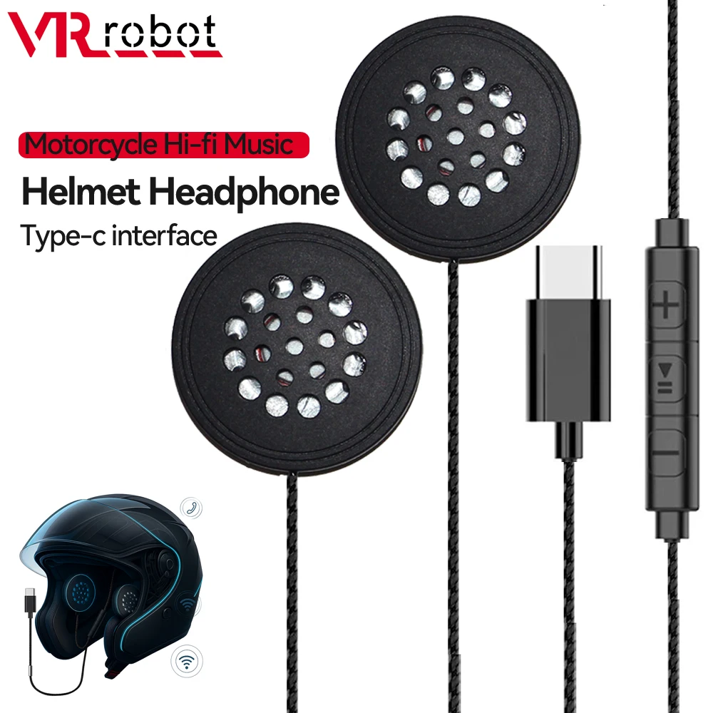Robot VR Moto Tipo-c Cuffie cablate Auricolari stereo per casco con controllo del volume Microfono Auricolari cablati per Samsung iPhone 15