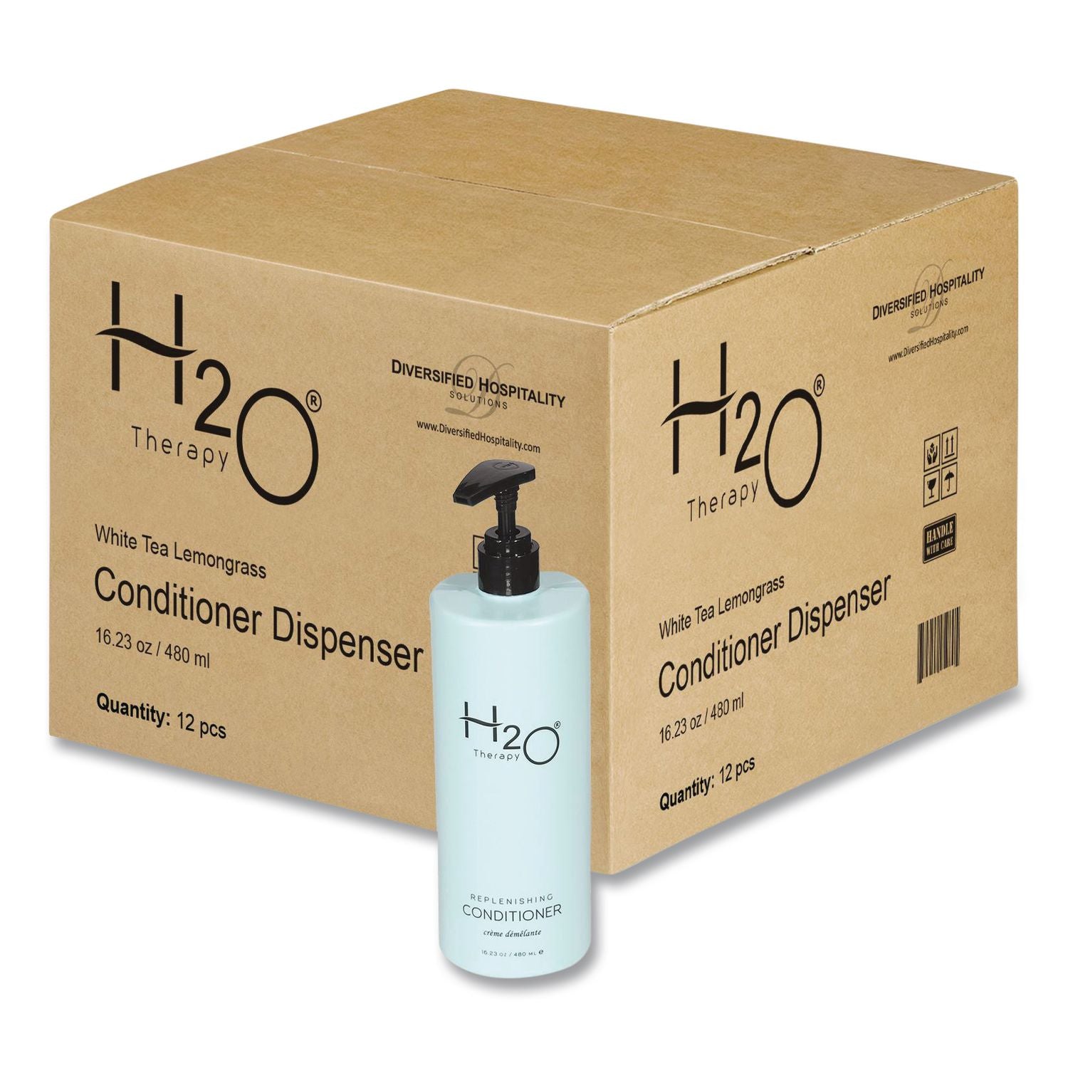 Diversified Hospitality Solutions H2O Therapy Conditioner Air Pump, White Tea and Lemongrass Scent, 16.23 oz Bottle, 12/Carton (DHS259812)